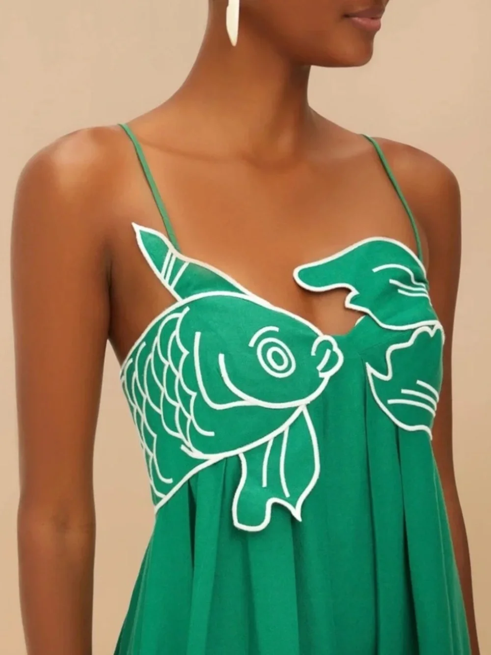 Farm Rio, Green Fish Top Maxi Dress, Size Small, New with Tags - Picture 2 of 4